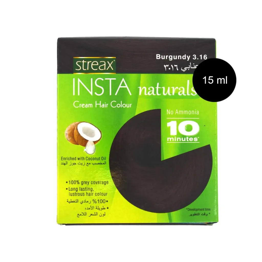 Streax Insta Cream Hair Color Burgundy 15 milliliters